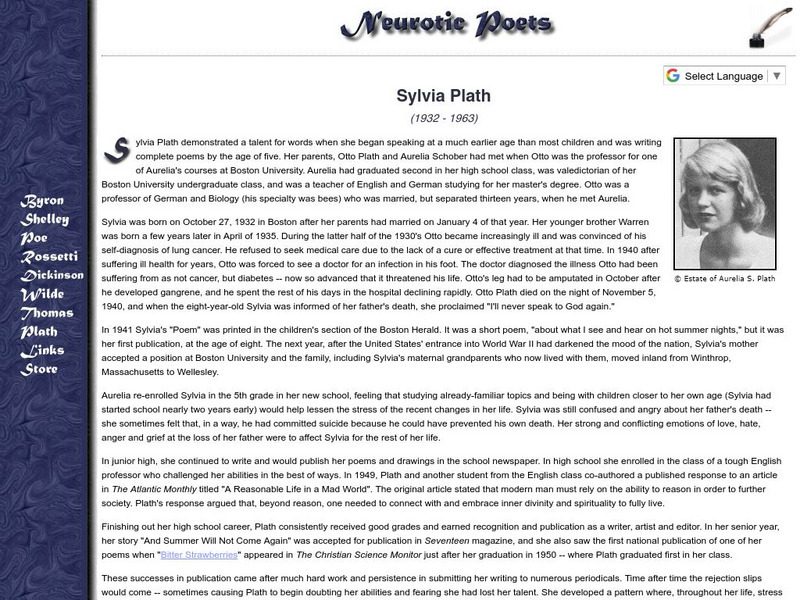 Neurotic Poets: Sylvia Plath Website Neurotic Poets: Sylvia Plath Website