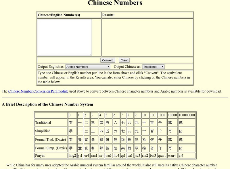 Online Chinese Tools: Chinese Numbers Handout Online Chinese Tools: Chinese Numbers Handout
