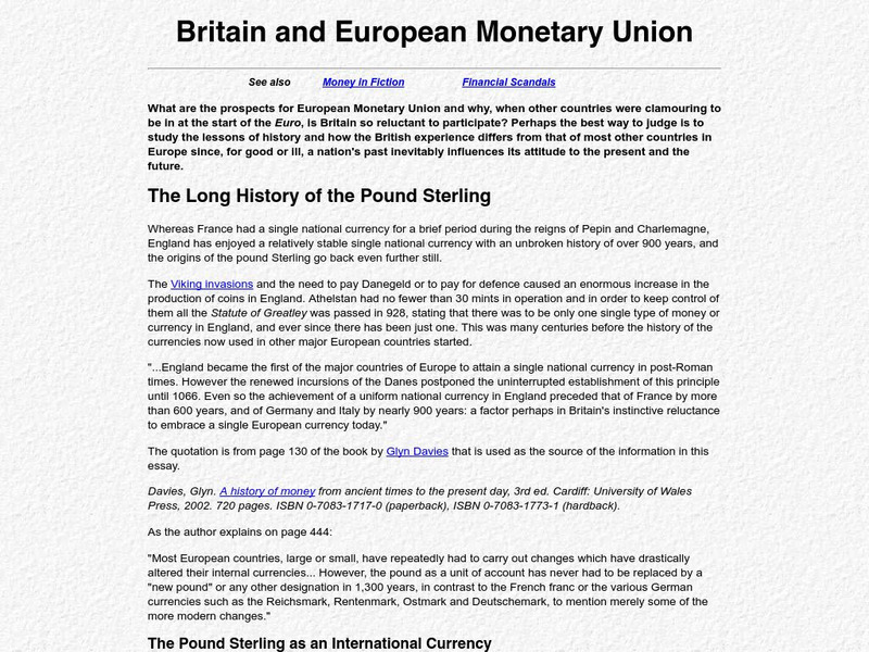 University of Exeter: Britain and European Monetary Union Activity University of Exeter: Britain and European Monetary Union Activity
