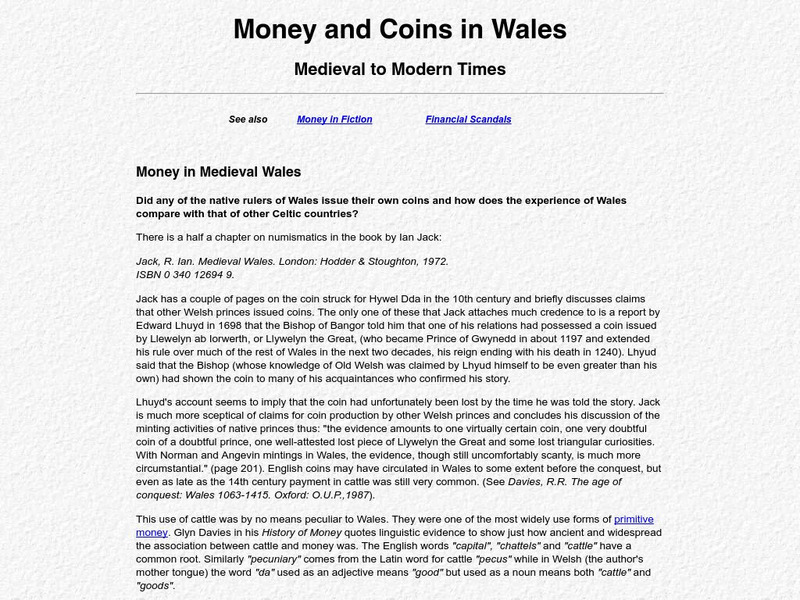University of Exeter: Money and Coins in Wales Activity University of Exeter: Money and Coins in Wales Activity