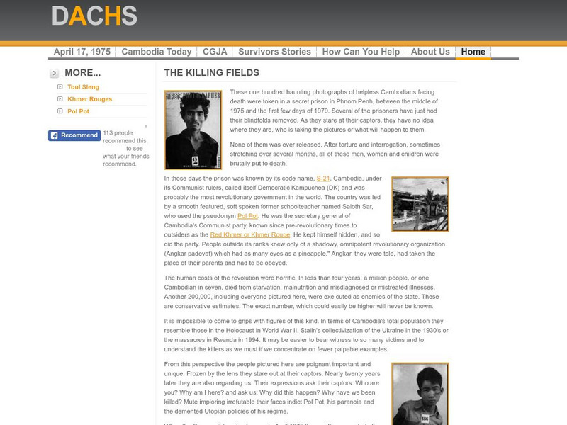 Cambodia Today, Killing Fields, Survivors Stories Handout