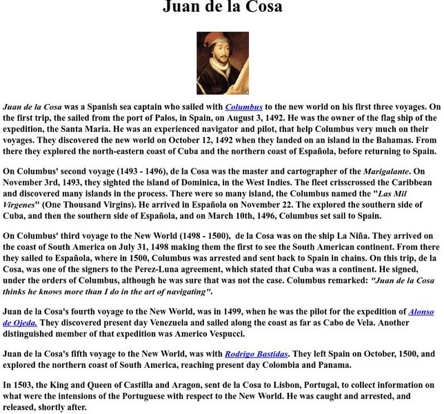 Panama History: Juan De La Cosa Handout