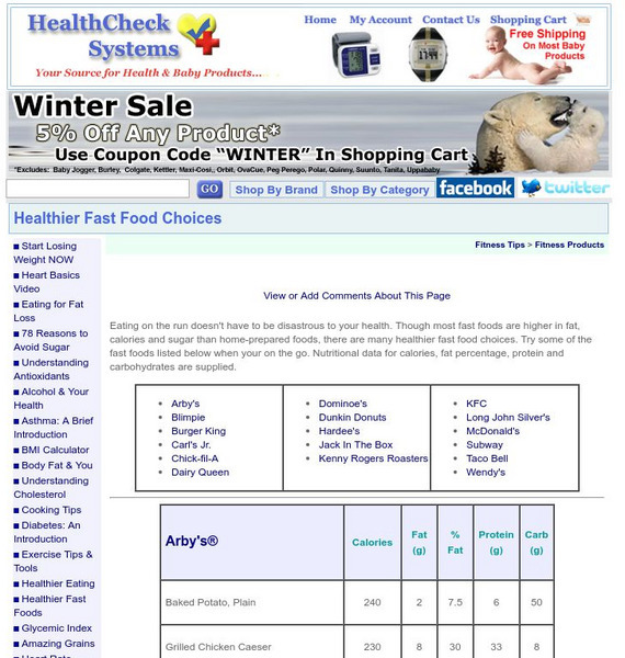 Health Check Systems: Healthier Fast Food Choices Website Health Check Systems: Healthier Fast Food Choices Website