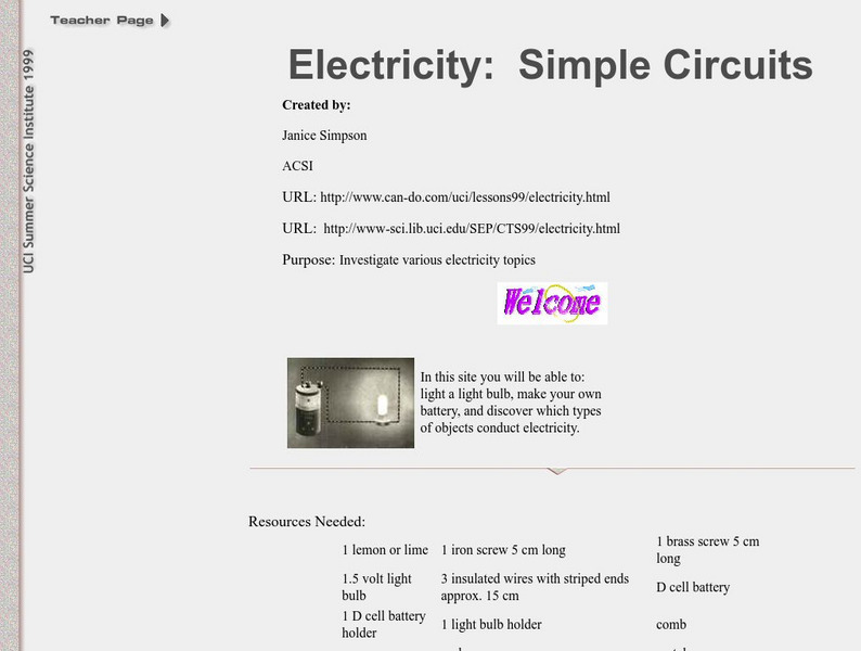 Electricity: Simple Circuits Activity Electricity: Simple Circuits Activity
