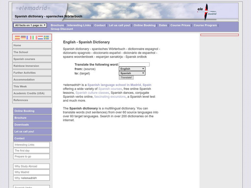 Elemadrid: English Spanish Dictionary Handout Elemadrid: English Spanish Dictionary Handout