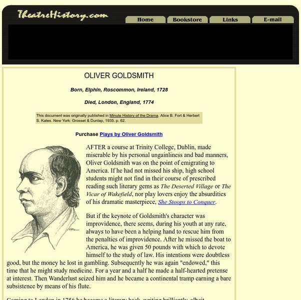 Theatre history.com: Oliver Goldsmith Website Theatre history.com: Oliver Goldsmith Website