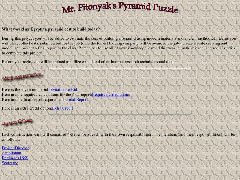 Mr. Pitonyak's Pyramid Puzzle Activity Mr. Pitonyak's Pyramid Puzzle Activity