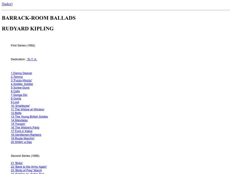 Barrack Room Ballads by Rudyard Kipling Activity Barrack Room Ballads by Rudyard Kipling Activity