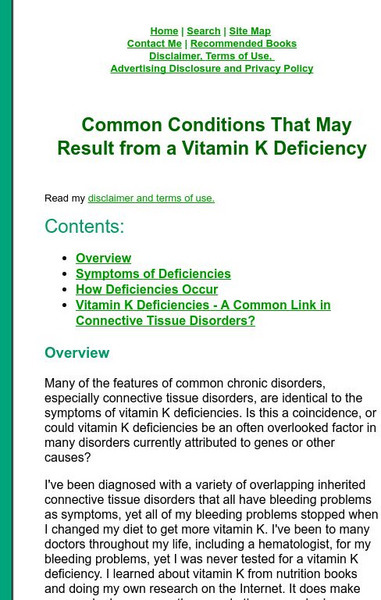Connective Tissue Disorder Site: Vitamin K Article Connective Tissue Disorder Site: Vitamin K Article