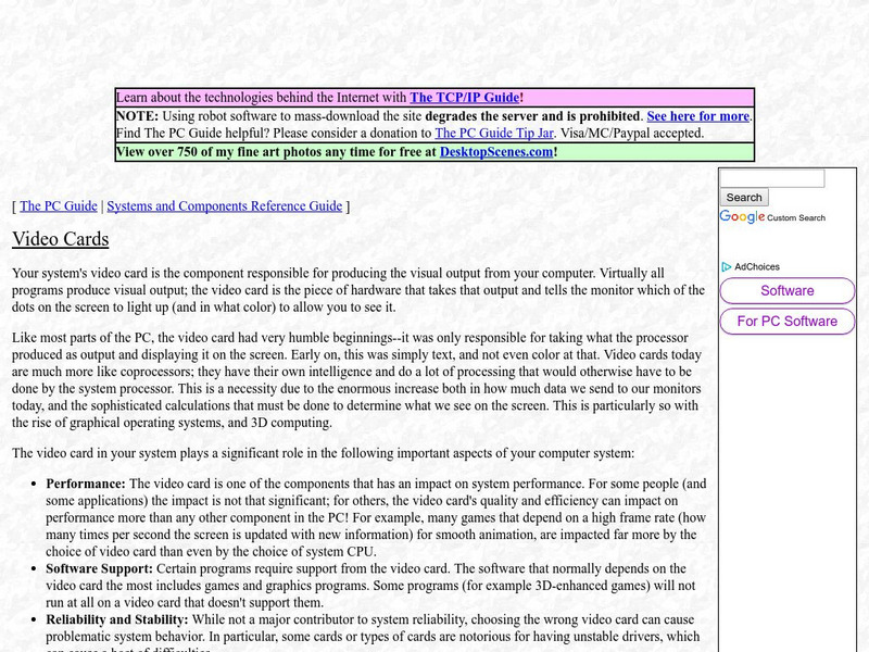Pc Guide: Video Cards Handout