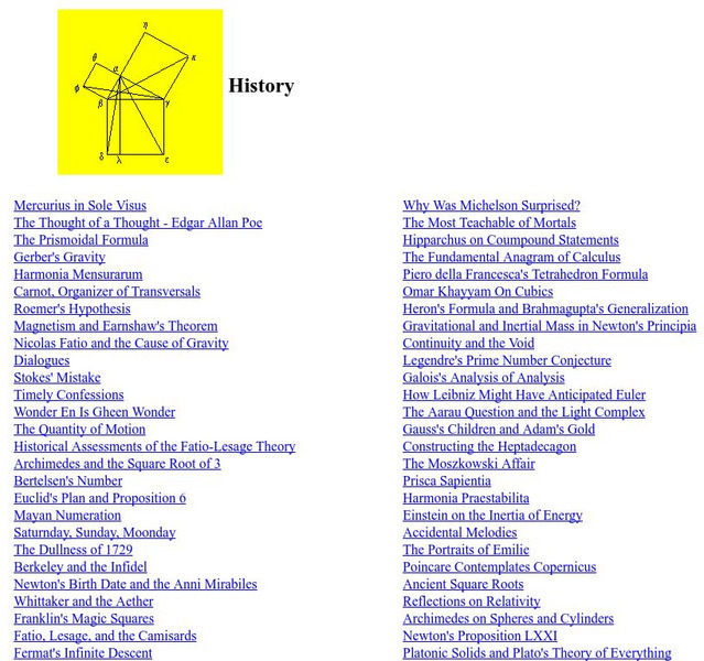 Mathpages.com: History of Mathematics Website