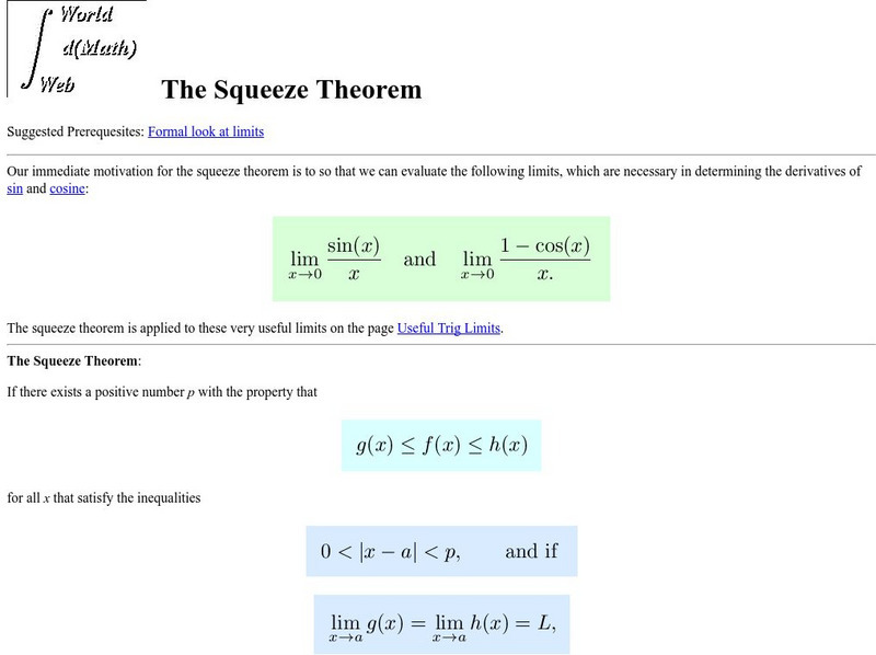 Mit: World Math Web: The Squeeze Theorem Activity
