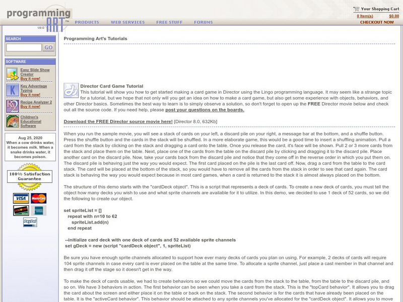 Programming Art: Director Card Game Tutorial Interactive Programming Art: Director Card Game Tutorial Interactive