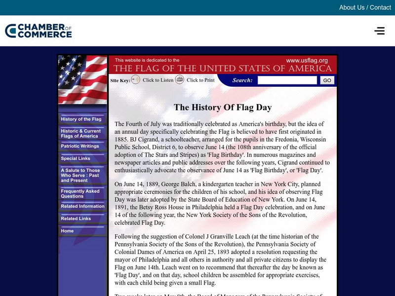 Us flag.org: The History of Flag Day Handout Us flag.org: The History of Flag Day Handout