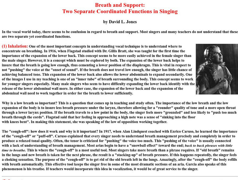 Breath and Support: 2 Coordinated Functions in Singing Article Breath and Support: 2 Coordinated Functions in Singing Article