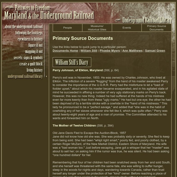 Pathways to Freedom: William Still's Diaries Primary Pathways to Freedom: William Still's Diaries Primary