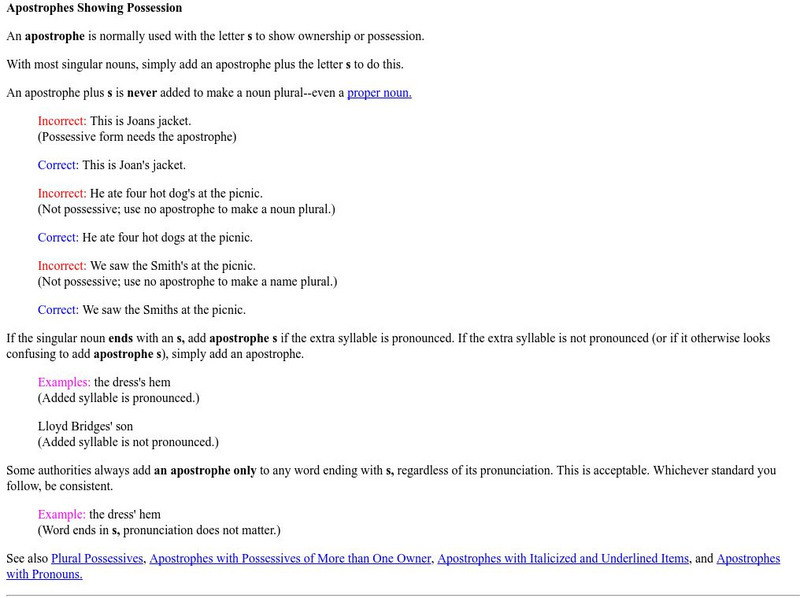 Plural Possessives Handout Plural Possessives Handout