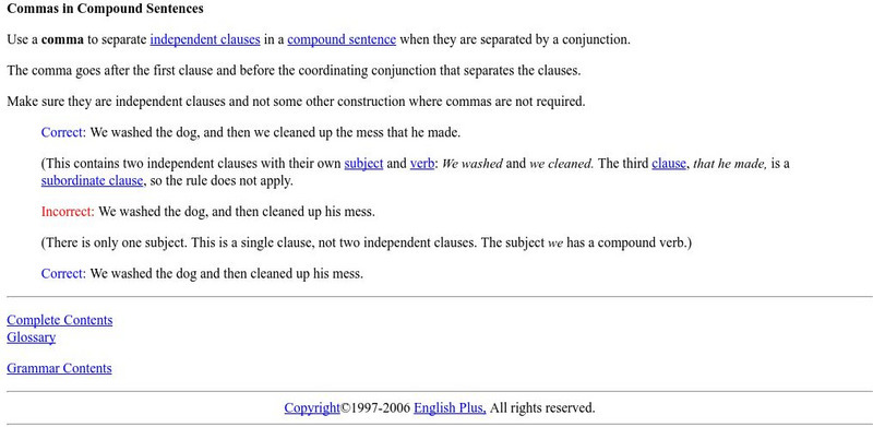 English Plus: Commas in Compound Sentences Handout English Plus: Commas in Compound Sentences Handout