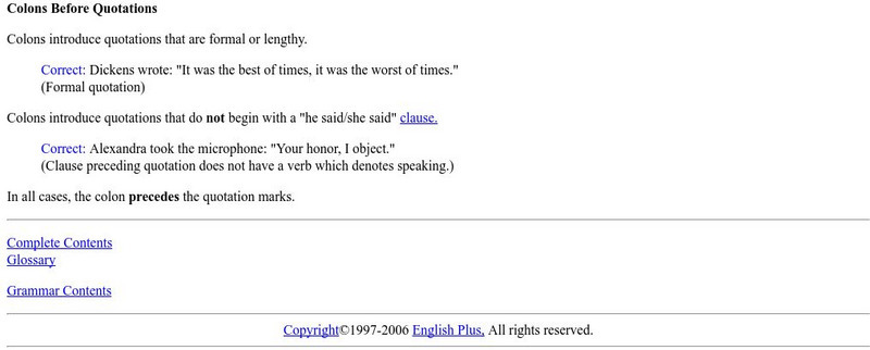 English Plus: Colons Before Quotations Handout English Plus: Colons Before Quotations Handout