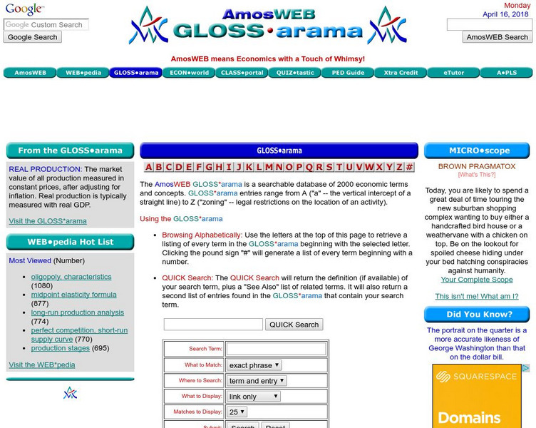 Amos Web Gloss Arama: Aggregate Demand Handout Amos Web Gloss Arama: Aggregate Demand Handout