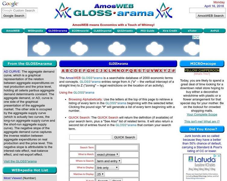 Amos Web Gloss Arama: Market Equilibrium Handout Amos Web Gloss Arama: Market Equilibrium Handout
