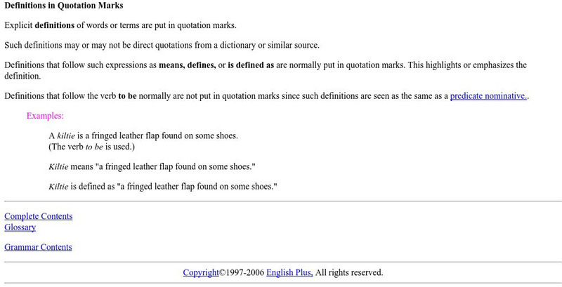 Single Quotation Marks: Rules for Use Handout