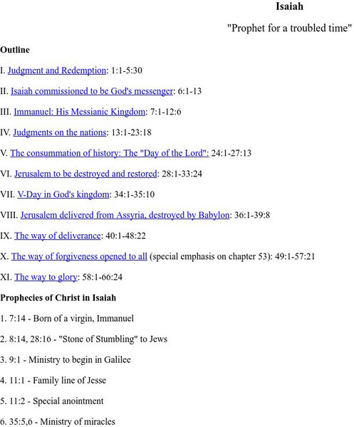 Zion Friedheim Lutheran Church: Isaiah Bible Study Handout