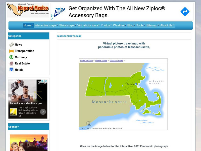 Virtual Picture Travel Map of Massachusetts Graphic Virtual Picture Travel Map of Massachusetts Graphic