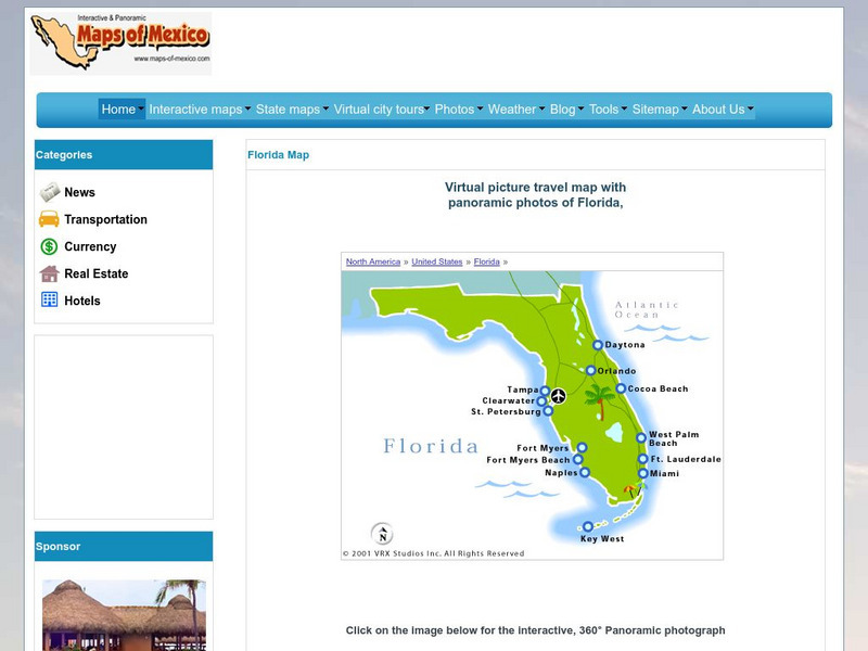 Virtual Picture Travel Map of Florida Graphic Virtual Picture Travel Map of Florida Graphic
