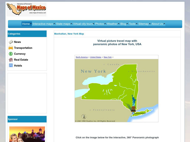 Virtual Picture Travel Map of New York Graphic Virtual Picture Travel Map of New York Graphic