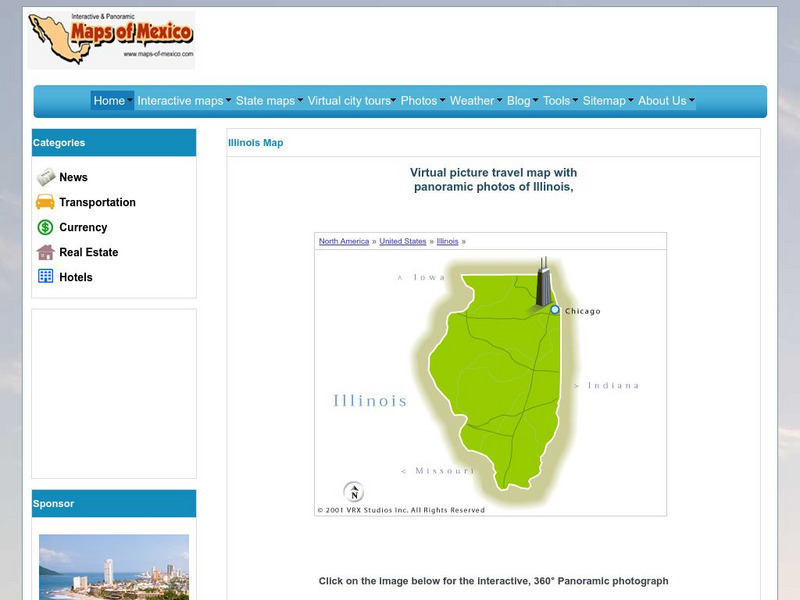 Virtual Picture Travel Map of Illinois Graphic