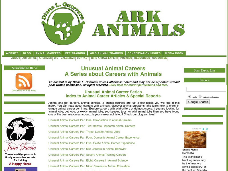 Ark Animal Tracks: Careers With Animals Website Ark Animal Tracks: Careers With Animals Website