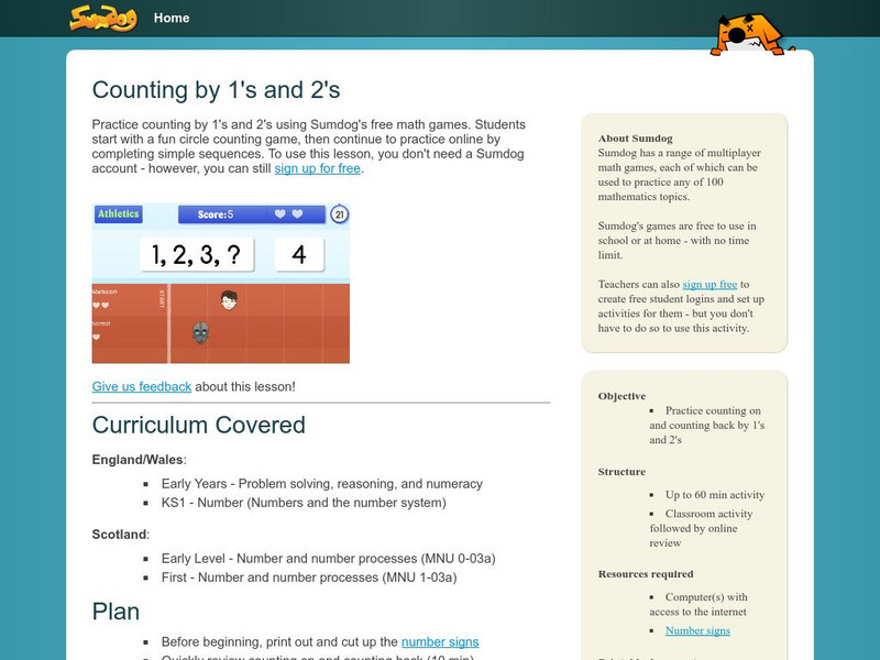 Mathematics K 1 Math Games Counting Lesson Plan Mathematics K 1 Math Games Counting Lesson Plan
