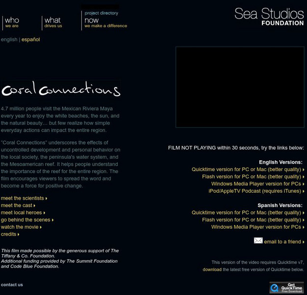 Sea Studios Foundation: Coral Connections Instructional Video Sea Studios Foundation: Coral Connections Instructional Video
