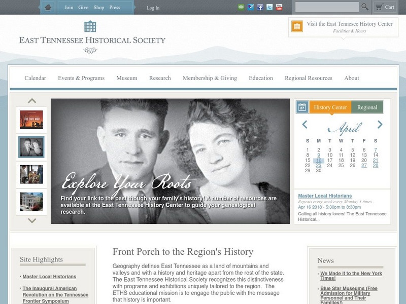 East Tennessee Historical Society Website East Tennessee Historical Society Website