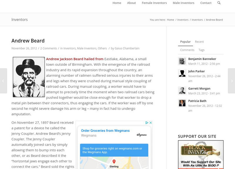 Black Inventor Online Museum: Andrew Beard Handout Black Inventor Online Museum: Andrew Beard Handout