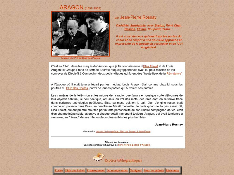 Club De Poesie: Aragon Handout Club De Poesie: Aragon Handout