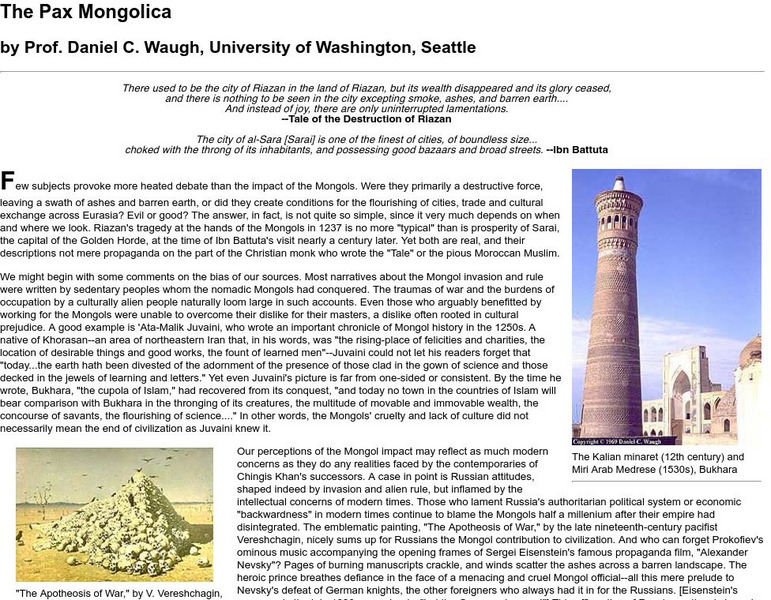 Silkroad Foundation: The Pax Mongolica Handout