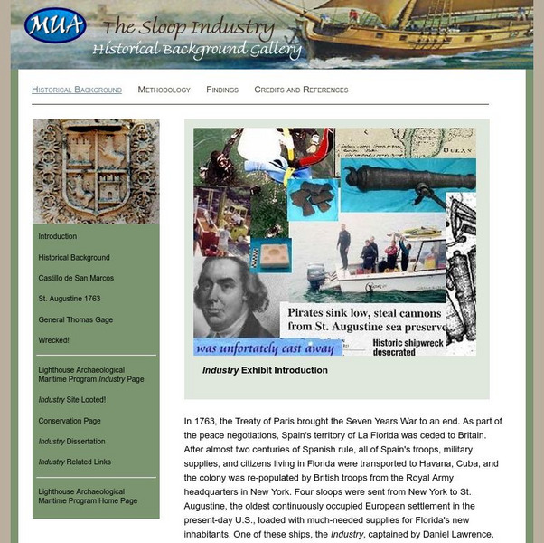 Museum of Underwater Archaeology: The Sloop Industry Website Museum of Underwater Archaeology: The Sloop Industry Website