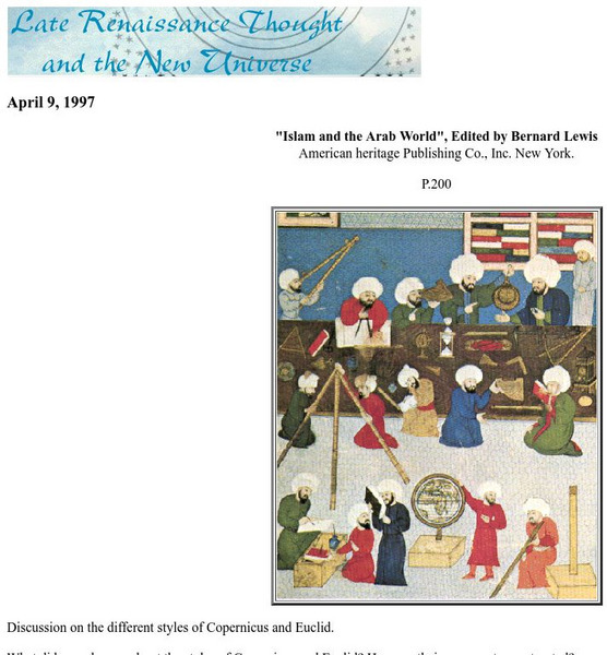Dartmouth College: The Different Styles of Euclid and Copernicus Handout Dartmouth College: The Different Styles of Euclid and Copernicus Handout