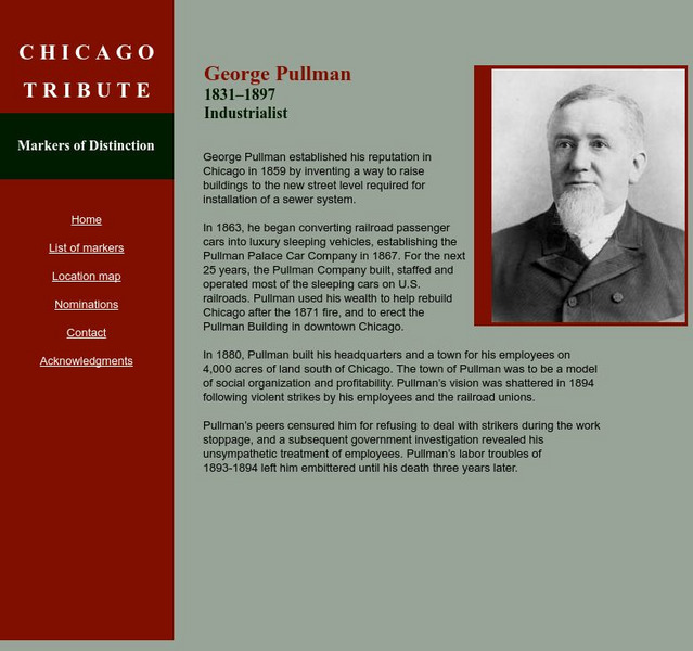 Chicago Tribute: George Pullman (1831 1897) Handout