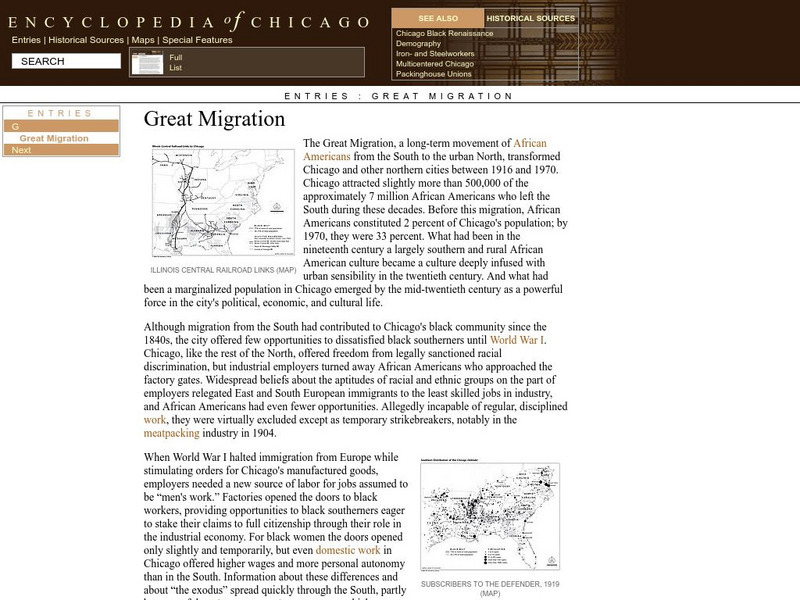Encyclopedia of Chicago: Great Migration Handout