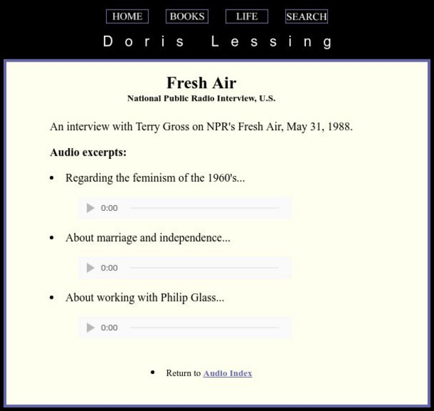 Doris Lessing: Fresh Air Audio Doris Lessing: Fresh Air Audio