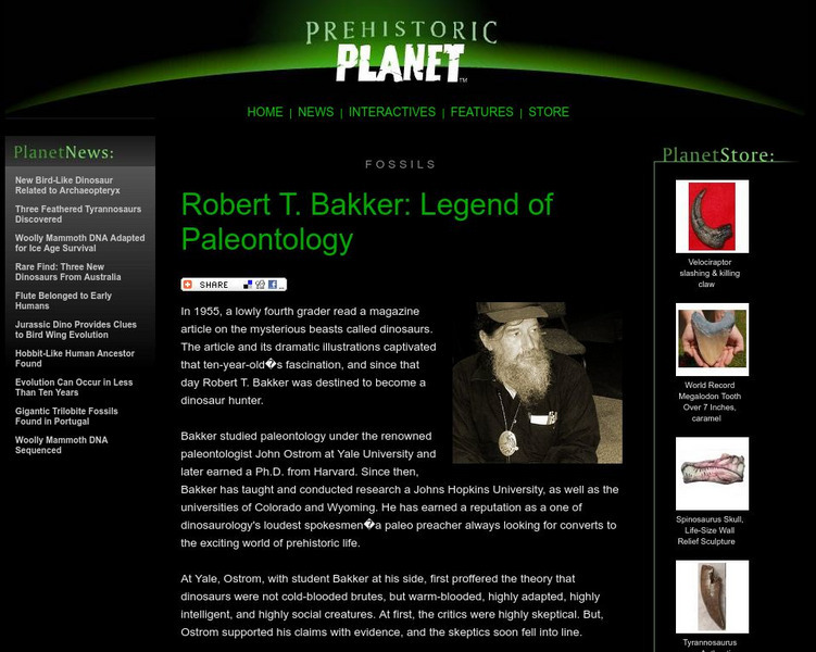 Prehistoric Planet: Robert T. Bakker: Legend of Paleontology Article Prehistoric Planet: Robert T. Bakker: Legend of Paleontology Article