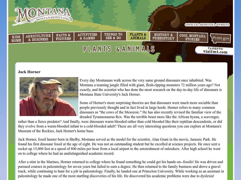 Travel Montana: Montana Kids: Jack Horner Website Travel Montana: Montana Kids: Jack Horner Website