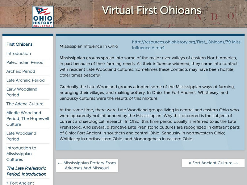 Ohio Historical Society: The Late Prehistoric Period Graphic Ohio Historical Society: The Late Prehistoric Period Graphic