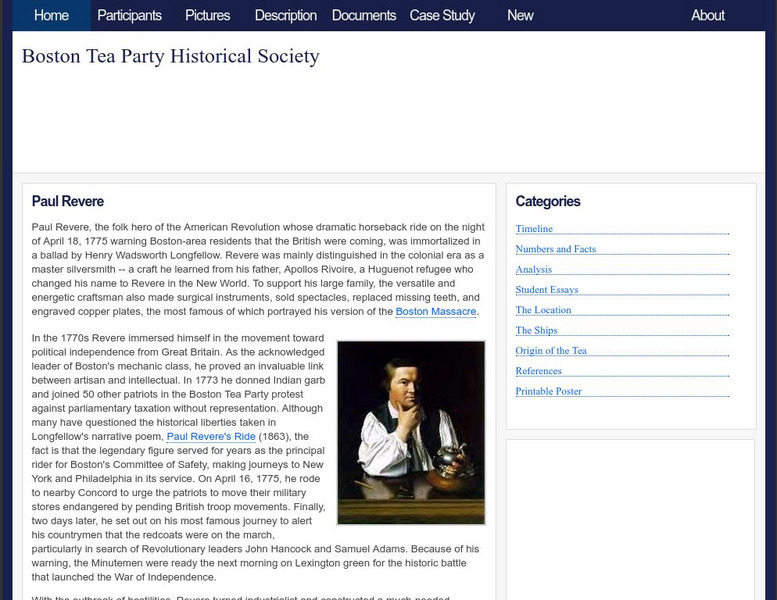 Boston Tea Party Historical Society: Paul Revere Website Boston Tea Party Historical Society: Paul Revere Website