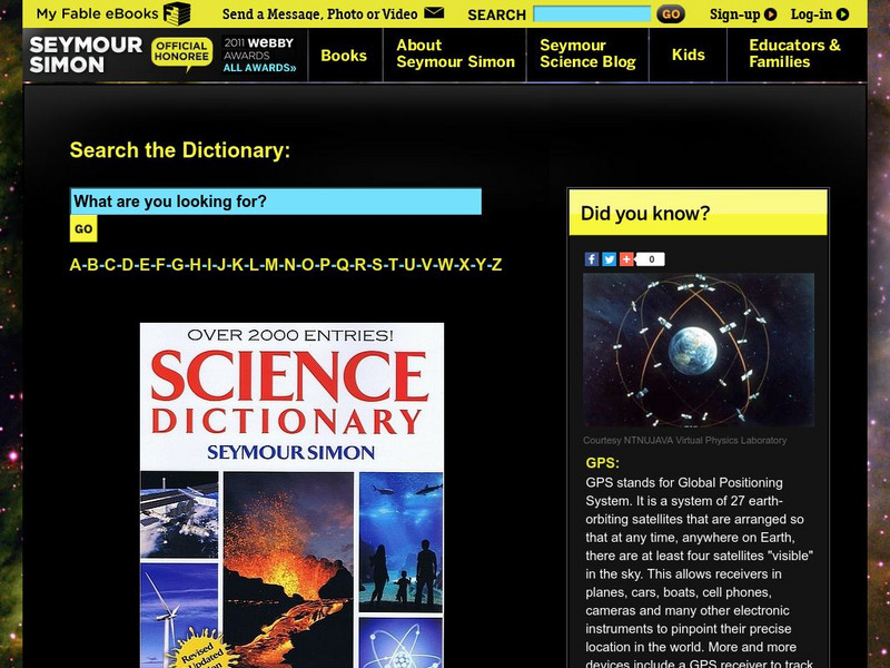 Seymour Simon: Science Dictionary Handout Seymour Simon: Science Dictionary Handout