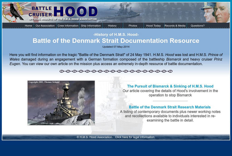 H.m.s. Hood Assoc.: Battle of the Denmark Strait Documentation Resource Website