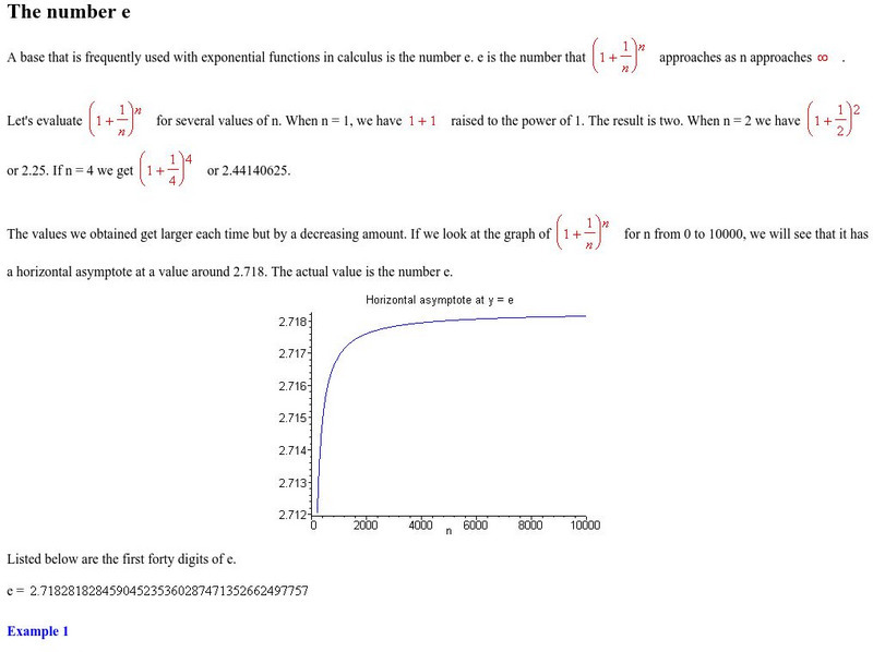 Anne Arundel Community College: Math 131: The Number E Graphic Anne Arundel Community College: Math 131: The Number E Graphic